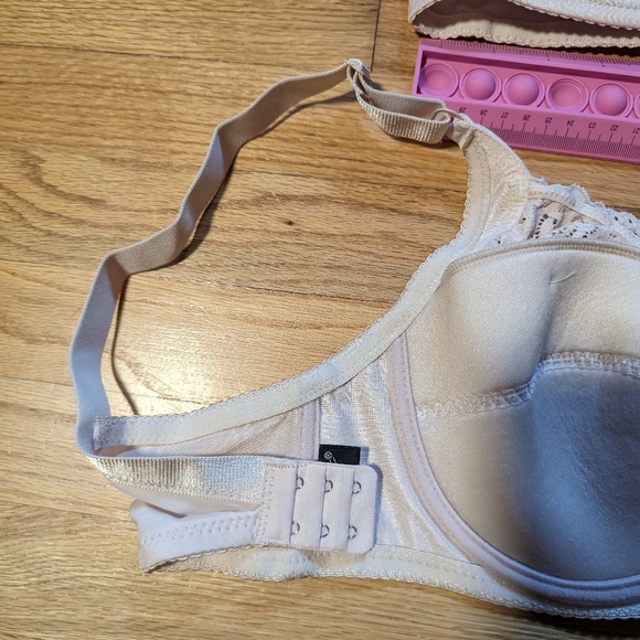 Set of 2 Beige 40E Lace Bras Underwire Full Cup Bra Women's Plus Size - Picture 9 of 11